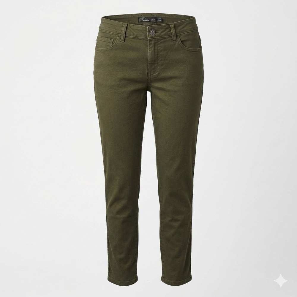 Prana EUC Women's 6/28 Army Green Tapered Leg Pants 75% Organic Cotton
